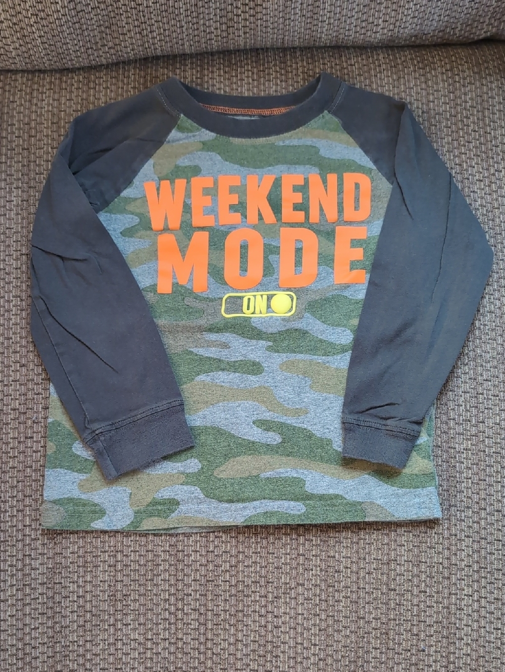 Carter's Camo 'Weekend Mode' Long-Sleeve Tee - Orange & Green